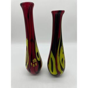 Art Glass Vase SDS Seaport Group Glass Mile Fiori Accents 16” 14” Set of 2 Heavy